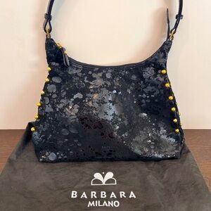 BARBARA MILANO Black Handbag with Gold Accents